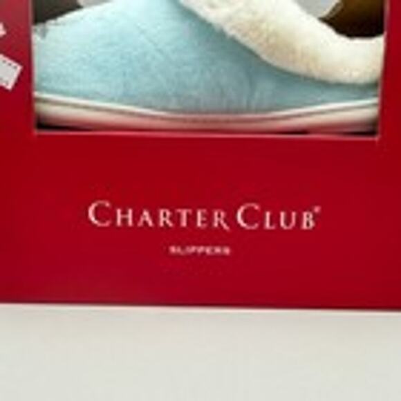 Charter Club Slippers Womens XL 11-12 Blue Snowflakes Cozy Comfy Festive Lounge - Picture 6 of 9